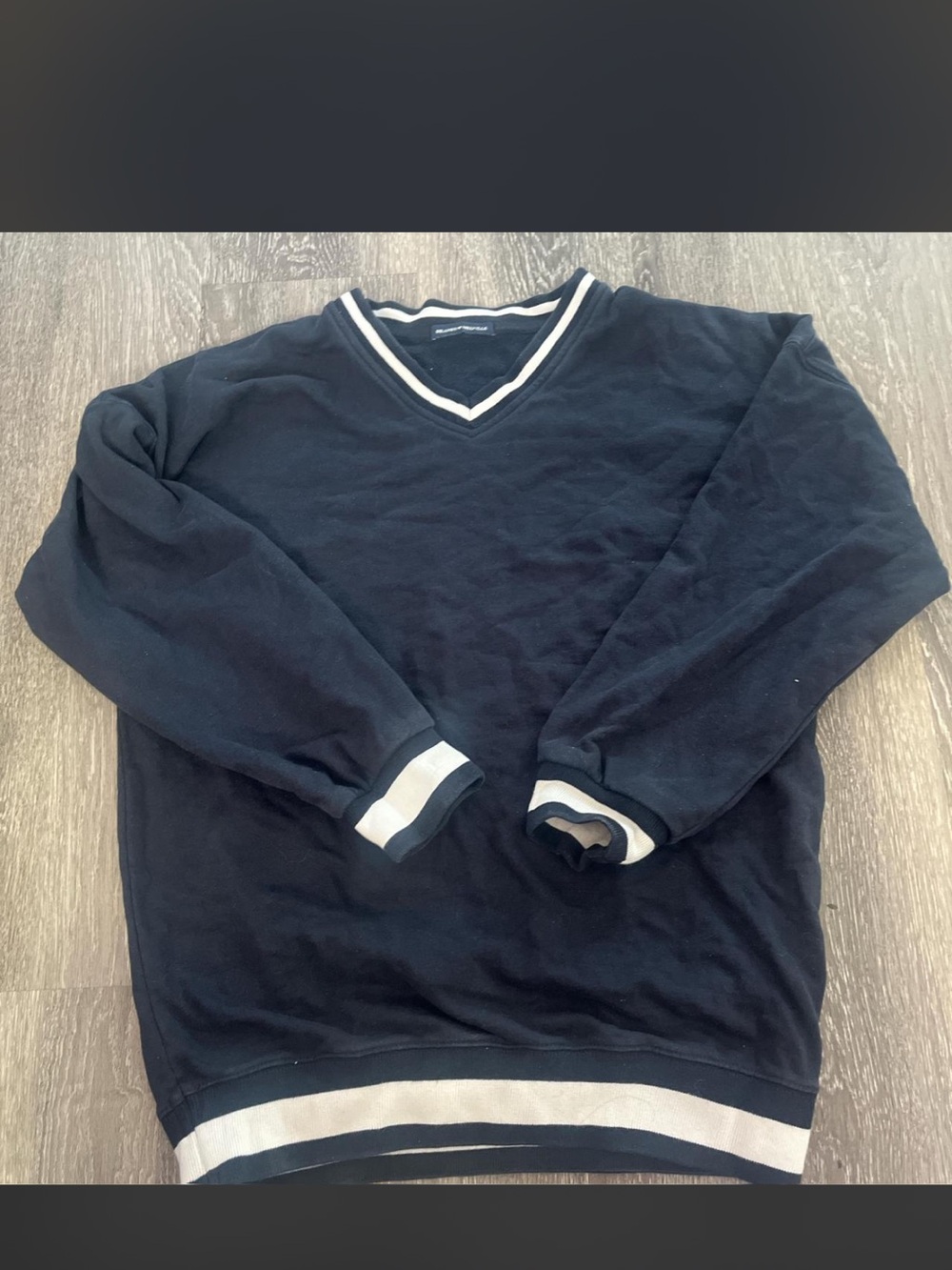 Brandy Melville Navy V-Neck Sweater with White Trim